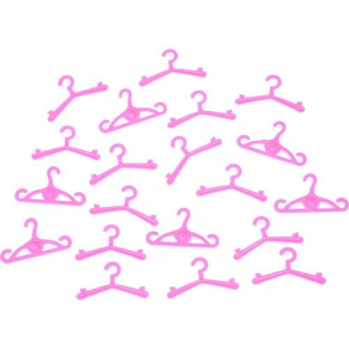 New Sale 20 Pcs/Lot Pink Hangers Dress Clothes Accessories For Doll Pretend Play New year Girls' Gift