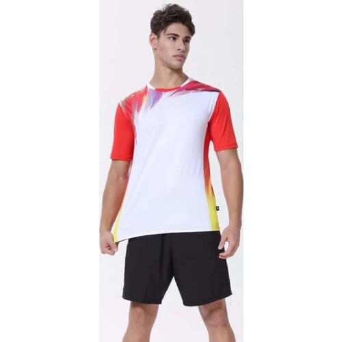 2019 New Running Sport Quick Dry Breathable Custom Badminton Shirt,Women/Men Table Tennis Training Sportswear Red T Shirts