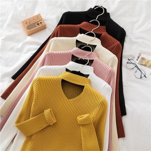 New Autumn Winter Turtleneck Sweater Women Casual Long Sleeve Solid Knit Pullover Women Slim Jumper Sweater Female Knit Tops