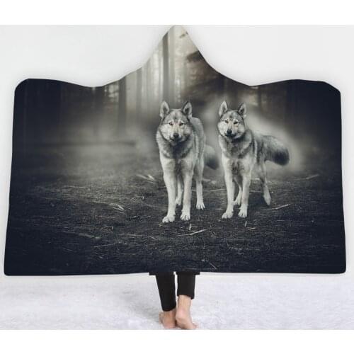 Custom DIY Print Wolf Hooded Blanket 3D Full Print Wearable Blanket Adults Men Women Polynesian Drop Shipping