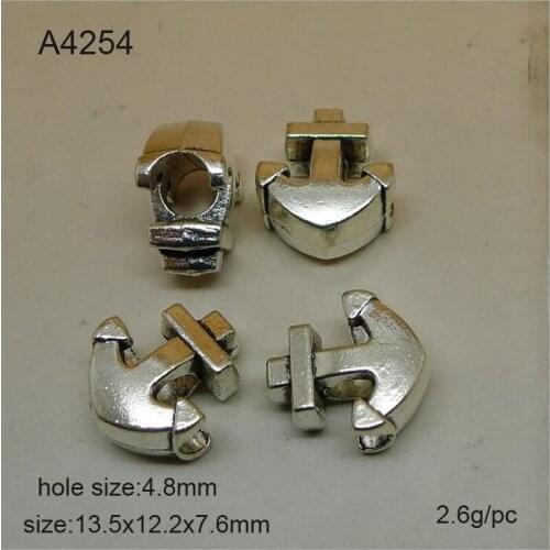 Wholesale (25 pieces/lot)13.5x12.2x7.6mm Antique Silver Alloy Big Hole Beads 3D Anchor Beads Findings