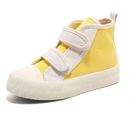 Childrens Canvas Shoes 2021 High-top Magic Stickers Fashion Casual Color Matching Boys and Girls Shoes Casual Flats All-match