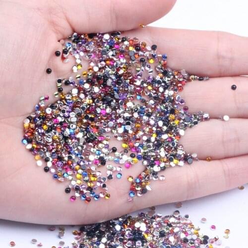 Half Round Beads Facets Many Colors 2mm 300/2000pcs Flatback Glue On Acrylic Rhinestones DIY Craft Backpack Garment Accessories