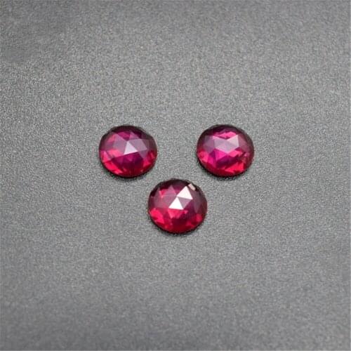 Ruby Round Cabochon Blood-red Ruby Gem Faceted Surface Flat Back 8mm C21R