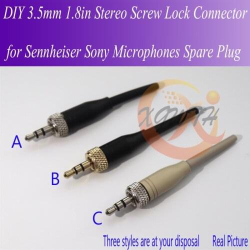 DIY 3.5mm 1/8" 3.5 Screw Lock Stereo Audio Jack Plug Soldering Connector for Sennheiser Sony Studio Condenser Microphone