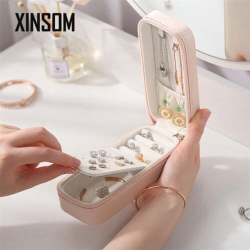 XINSOM Rectangle Jewelry Box For Women Double Layers Necklace Earrings Rings Bracelets High Capacity Jewelry Box Travel Case