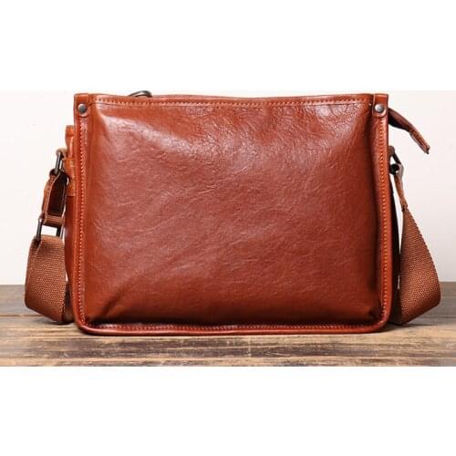 New Soft brown leather Men shoulder bag head layer cowhide male Diagonal messenger bag large capacity soft leather ipad bags