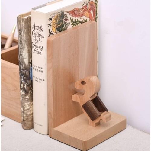 Solid beech wood book end natural wood walnut bookend home storage bookshelf decor bookstop natural wood crafts
