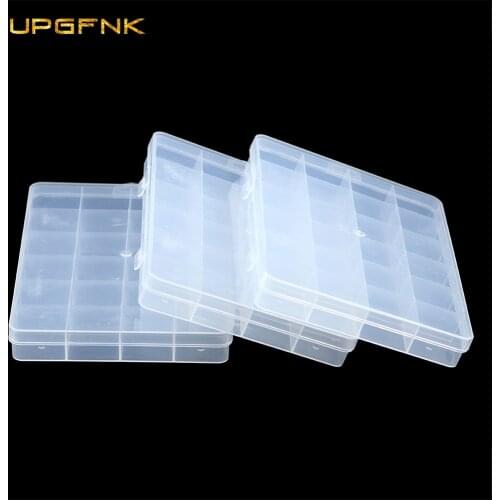 UPGFNK 24 Grid Compartment Plastic packaging Storage Box transparent Tool Case Craft Organizer Jewelry Earring Beads Container