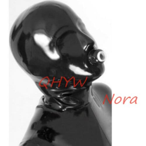 Natural Latex Woman mask hood with mouth gags cosplay costumes fetish cosplay mask Back Zipper Club Wear
