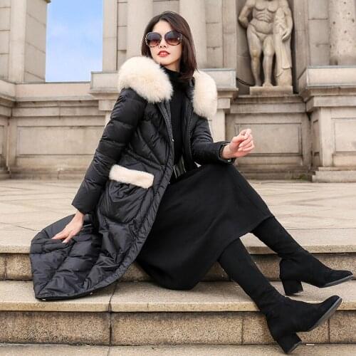 Winter Coat Women Clothes 2020 Korean Vintage Fox Fur Collar Womens Down Jacket 90% White Duck Down Coat Female Jacket ZT4227