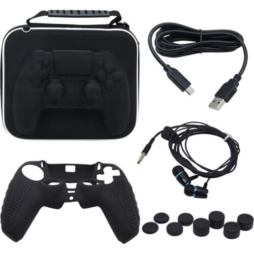 5in1 Portable Hard EVA Pouch Bag For PlayStation5 PS5 Controller Carry Case Protective Cover For PS5 Gamepad Accessories