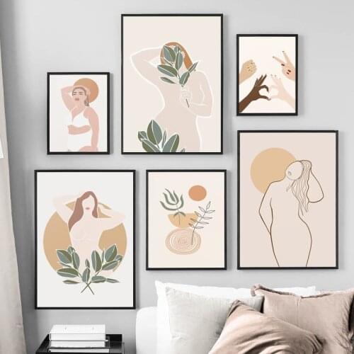 Abstract Plant Beauty Line Decorative Canvas Painting Nordic Wall Picture For Living Room Decoration Home Decor