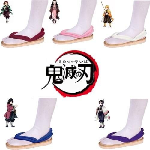 Anime Demon Slayer Cosplay Shoes Kimetsu No Yaiba Kamado Tanjirou Clogs Sandals Kamado Nezuko Geta Kochou Shinobu Flip Flops