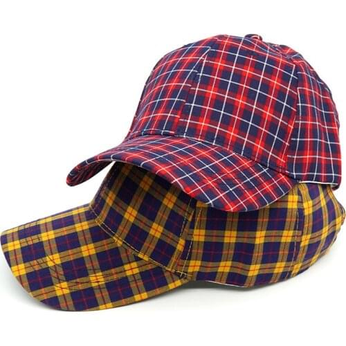 2021 Fashion Plaid Print Baseball Caps Men Women Outdoor Sun Hat Hip Hop Adjustable Snapback Hat Female