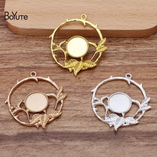 BoYuTe (20 Pieces/Lot) Fit 12MM Cabochon Metal Alloy Leaf Pendant Materials DIY Hand Made Jewelry Accessories Wholesale