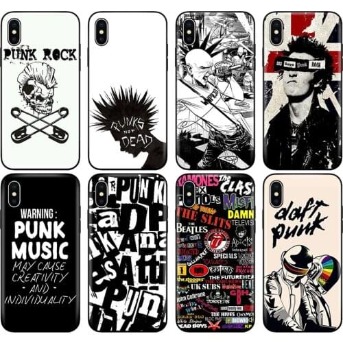 Black tpu case for iphone 5 5s SE 2020 6 6s 7 8 plus x 10 case silicone cover for iphone XR XS 11 pro Max case Punk Rock