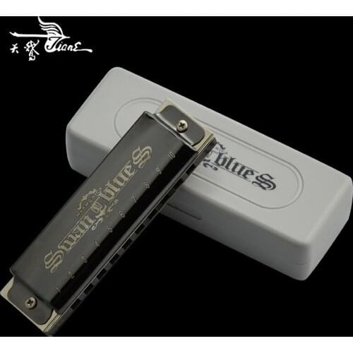 Diatonic Mouth Organ Instrument / Harmonicon SW1020-7T C Key 10 Hole 20 Tone Stainless Steel Cover Blues Harp Harmonica