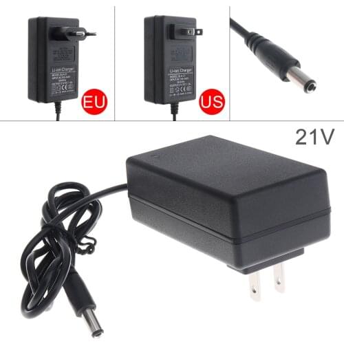 90cm 21V Lithium Battery Electric Drill Power Adapter Charger with EU Plug and US Plug for Electric Screwdriver Wrench