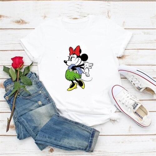 New Fashion Women T Shirts Harajuku Minnie Mouse Printed Women T-shirts Streetwear Femme Tee Shirts Girls Ladies Graphic Tops