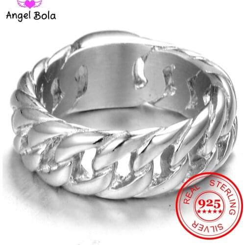 Hot Sale Finger Art Retro S925 Sterling Silver Buddha Ring Punk Biker Jewelry Wide Chain Ring Drop Shipping