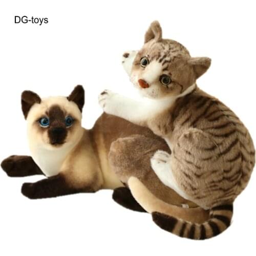 Simulation American Shorthair Cat Plush Toy Stuffed lifelike Plush Siamese cat Animals doll toys for Children Pet Toy Decoration
