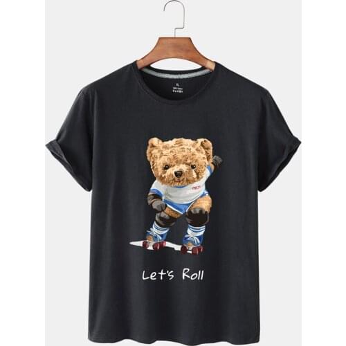 Summer Womens Top T-shirt Skating Bear Print Short-sleeved T-shirt Comfortable Top Loose Pullover Woman Clothesgraphic T Shirts