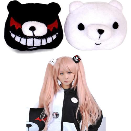 Anime Danganronpa Monokuma Black & White Bear Plush Hair Clip Cosplay Enoshima Junko Girl Kawaii Headwear Prop Accessories