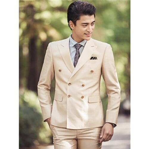 Gentleman the groom double-breasted suit fashion two-piece mens business casual suit the groom/groomsman suits(jacket+pants)