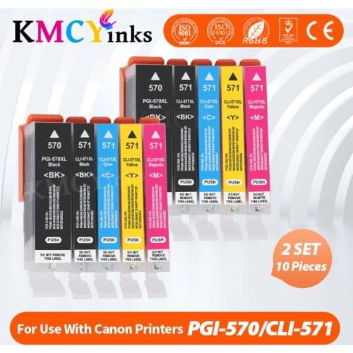 KMCYinks Compatible For Canon PGI 570 CLI 571 XL Ink Cartridge Set For Pixma MG5750 MG5751 MG5752 MG5753 MG6850 MG7750 MG6853