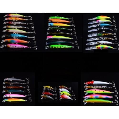43 Pcs/set Mixed Fishing Lure Set Artificial Fishing Lure Kit Wobblers Minnow Crankbait Fishing Fishing Hard Bait 3D Eyes