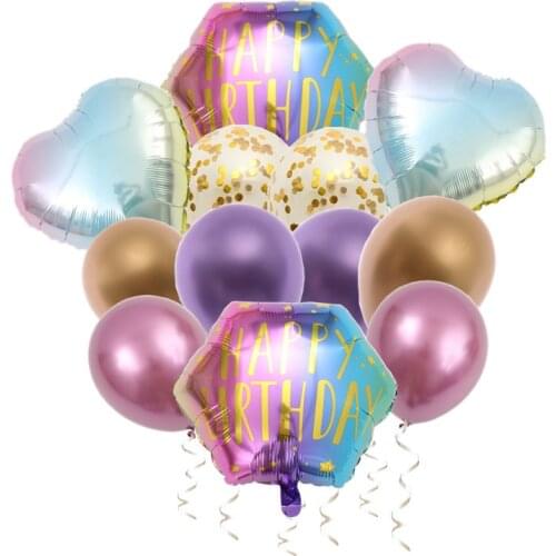 12 Pcs/Set Birthday Balloon Set Hexagonal Aluminum Film Globos Childrens Birthday Party Decoration Sequined Balloon