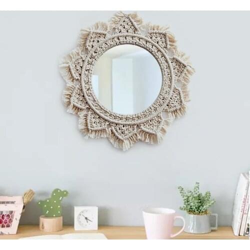 Macrame Wall Hanging Mirrors for Home Espejos Decorativos Wall Mirrors Creative Home Art Boho Decor Makeup Bath Room
