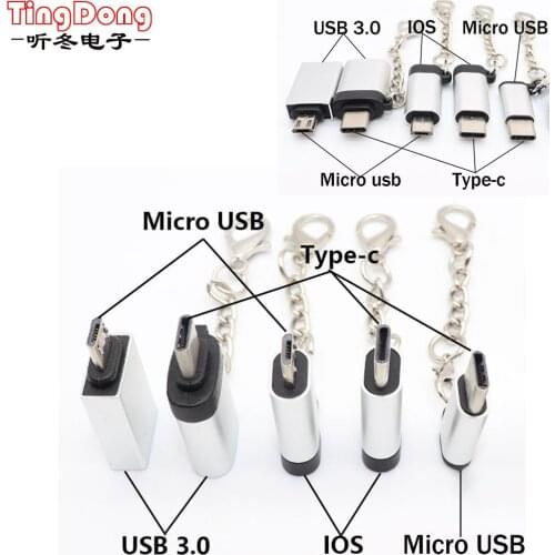 For iPhone to Type C Adapter to Micro USB Cable Converter charging micro usb to type-c /usb3.0 Converter for Xiaomi for huawei