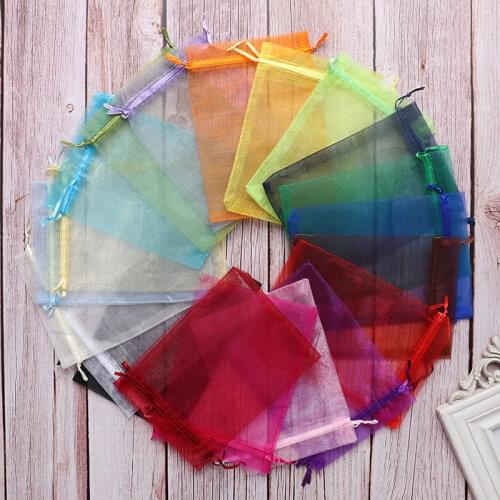 50pcs 10x15cm Transparent Organza Bags for Birthday Party Wedding Candy Box Packaging Christmas Halloween Gift Box Wrapping Bags