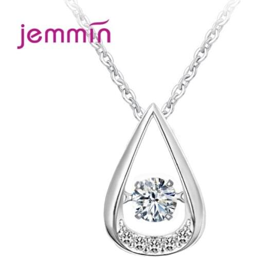 Real 925 Sterling Silver Necklace Clear AAAA+ Zircon Waterdrop Pendant Necklace for Women Wedding Jewelry