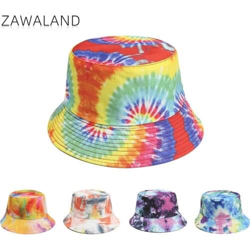 Zawaland Fashion Color Graffiti Printed Sun Hat Couple Spring and Summer Double-Sided Basin Hats Outdoor Casual Fisherman Hats