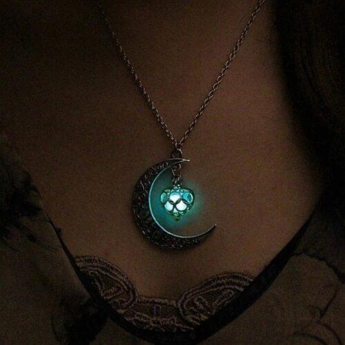 Moon Glowing Pendant Charm Jewelry Chain Necklace Halloween Gifts