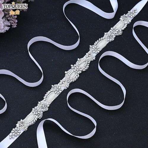 TOPQUEEN S481 Luxury Crystal Rhinestone Bridal Belt New Design Bridal Belt Wedding Accessories Belt Sparkly Belt Ribbon Belt