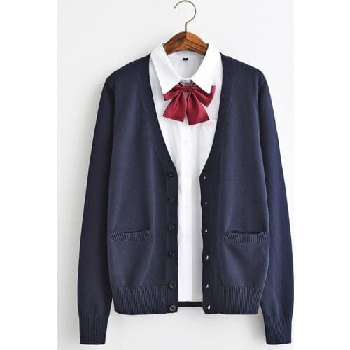 Japanese School Jk uniforms cardigan outerwear sweater 100% cotton knit sailor long-sleeved coat 9 color Cosplay girl uniform