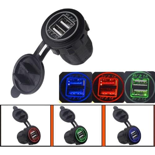 Dual USB Chargers Power Adapter for Car Boat Motorcycle Auto Truck ATV Phone Charging Power Outlet Socket With LED Digital Light