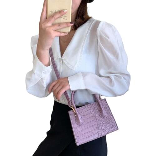 Women Girl Fashion Crossbody Bag Faux Leather Shoulder Bag Handbag with Classic Crocodile Pattern