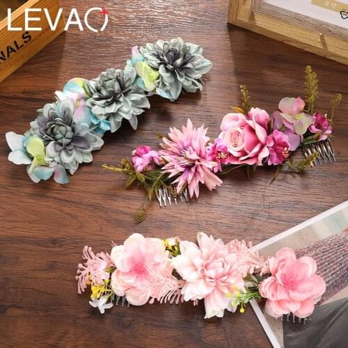Levao Elegant Flower Crown For Women Bride Bridesmaid Hair Comb Hair Clip Wedding New Handmade Hair Accessories Headwear