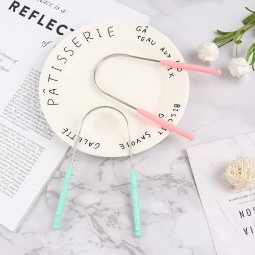 1PCS Pink/Green Tongue Scraper Cleaner Fresh Breath Cleaning Coated Tongue Toothbrush Stainless Steel Oral Hygiene Care Tools
