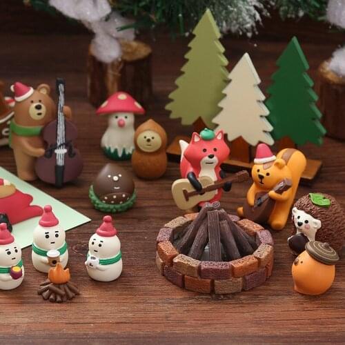 ZOCDOU 1 Piece Christmas Gift Santa Claus Cute Animals Model Small Statue Figurine Crafts Ornament Miniatures Home Garden