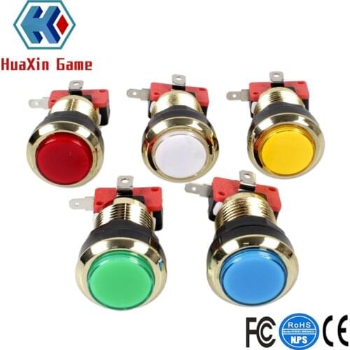 10 Pieces/lot Gold-plated LED Illuminated Push Button 30mm Holes Gilded buttons With Micro Switch for Arcade Video Games Machine