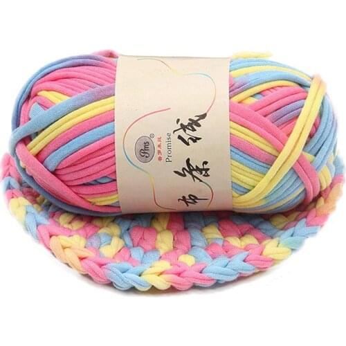 100g/ball Width 2.8cm Thick Colorful Cloth Strip Yarn Hand Knitting Crochet Thread for DIY Handmade Carpet Basket Yarn FZ353