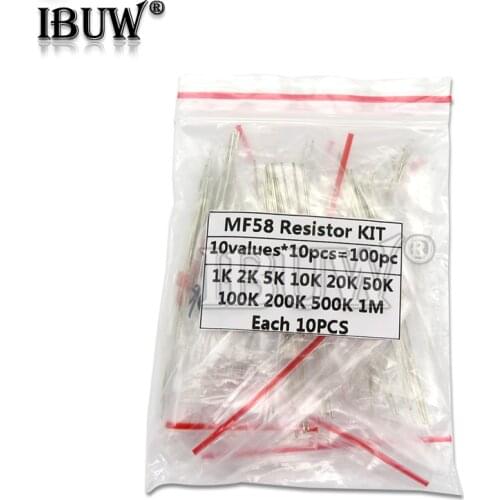 100pcs=10value*10pcs NTC Thermistor Resistor Kit NTC-MF58 1K 2K 5K 10K 20K 50K 100K 200K 500K 1M +/-5% 3950B