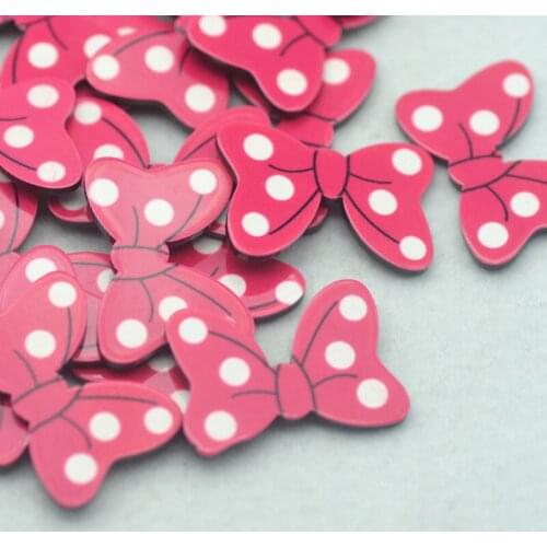 23mm*34mm Rose Red Dotted Resin Planar Bows 30PCS/Pack Free Shipping