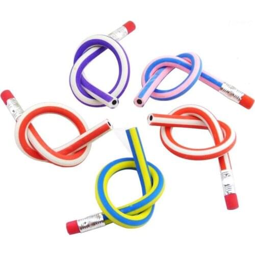 5 Pcs Cute Stationery Colorful Magic Bendy Flexible Soft Pencil with Eraser Student School Office Use School Fun